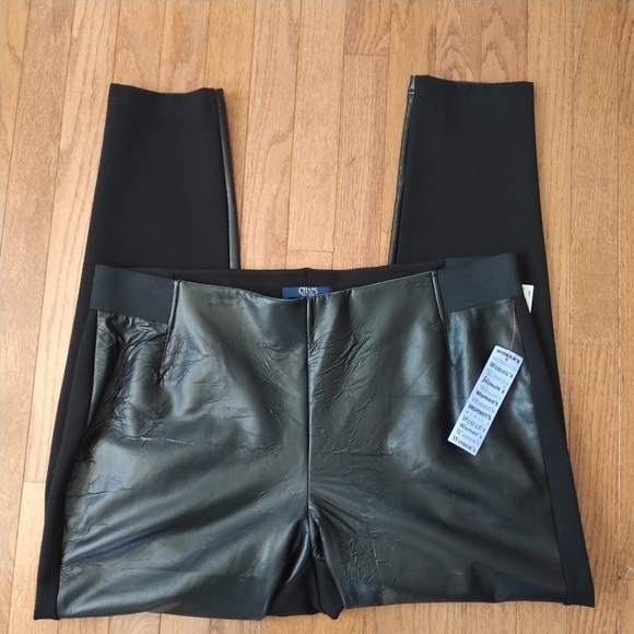Chaps Pants - Chaps Black Faux Leather Pants Leggings 1X